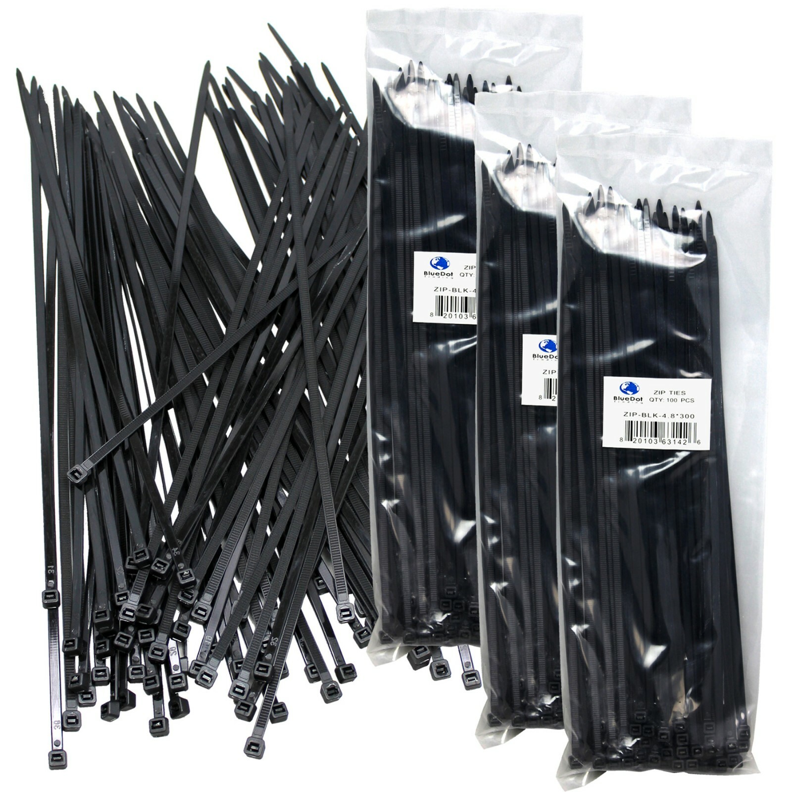 300 Pack Cable Ties Tie Wraps Plastic Nylon Zip Ties Strong Extra Long NEW 12" gallery