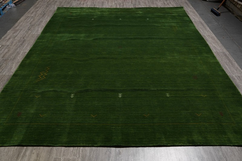 8 x 10 Green Solid Plain Color Contemporary Rug #F-4624 gallery
