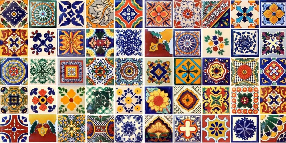 50 TILES 4x4 MEXICAN CERAMIC HANDMADE TALAVERA TILES WALL FLOOR DECORATIVE #001 gallery