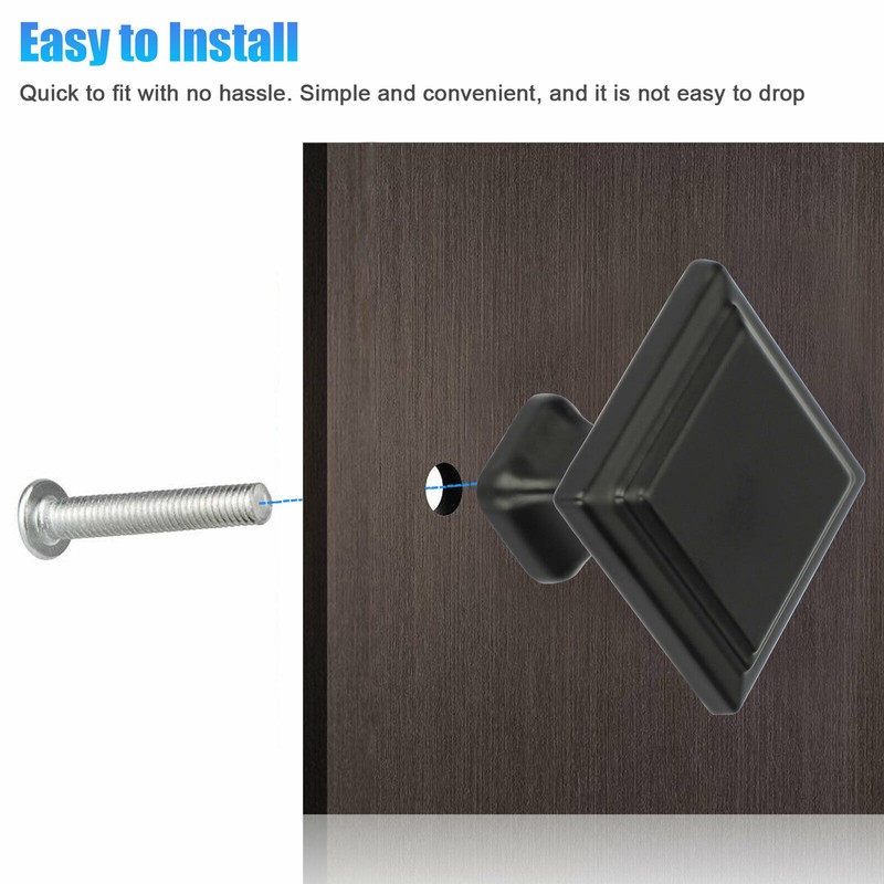 20 Packs Black Square Door Knobs Cabinet Handles Cupboard Drawer Kitchen Pulls gallery
