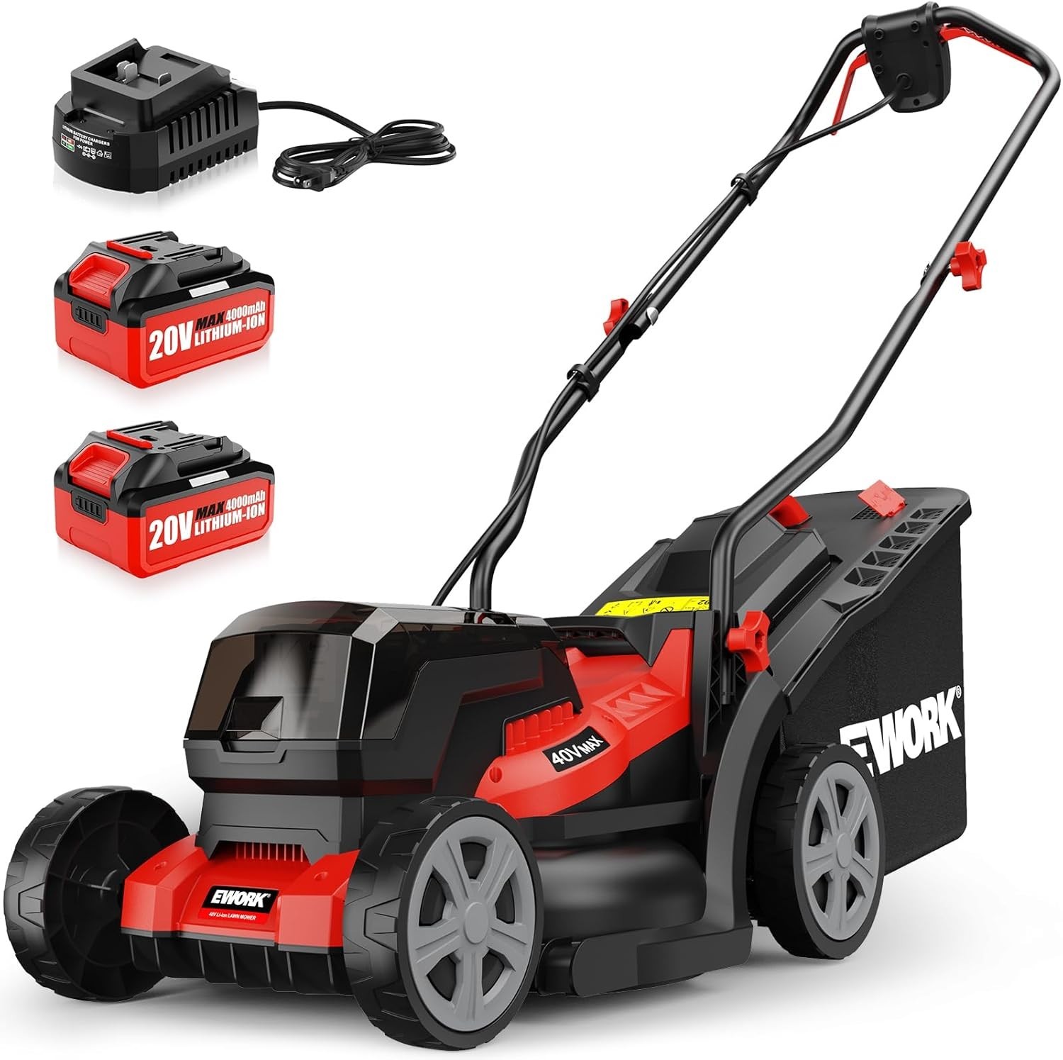 Lightweight 40V Electric Lawn Mower - Cordless 14” with 2 Batteries & Charger gallery
