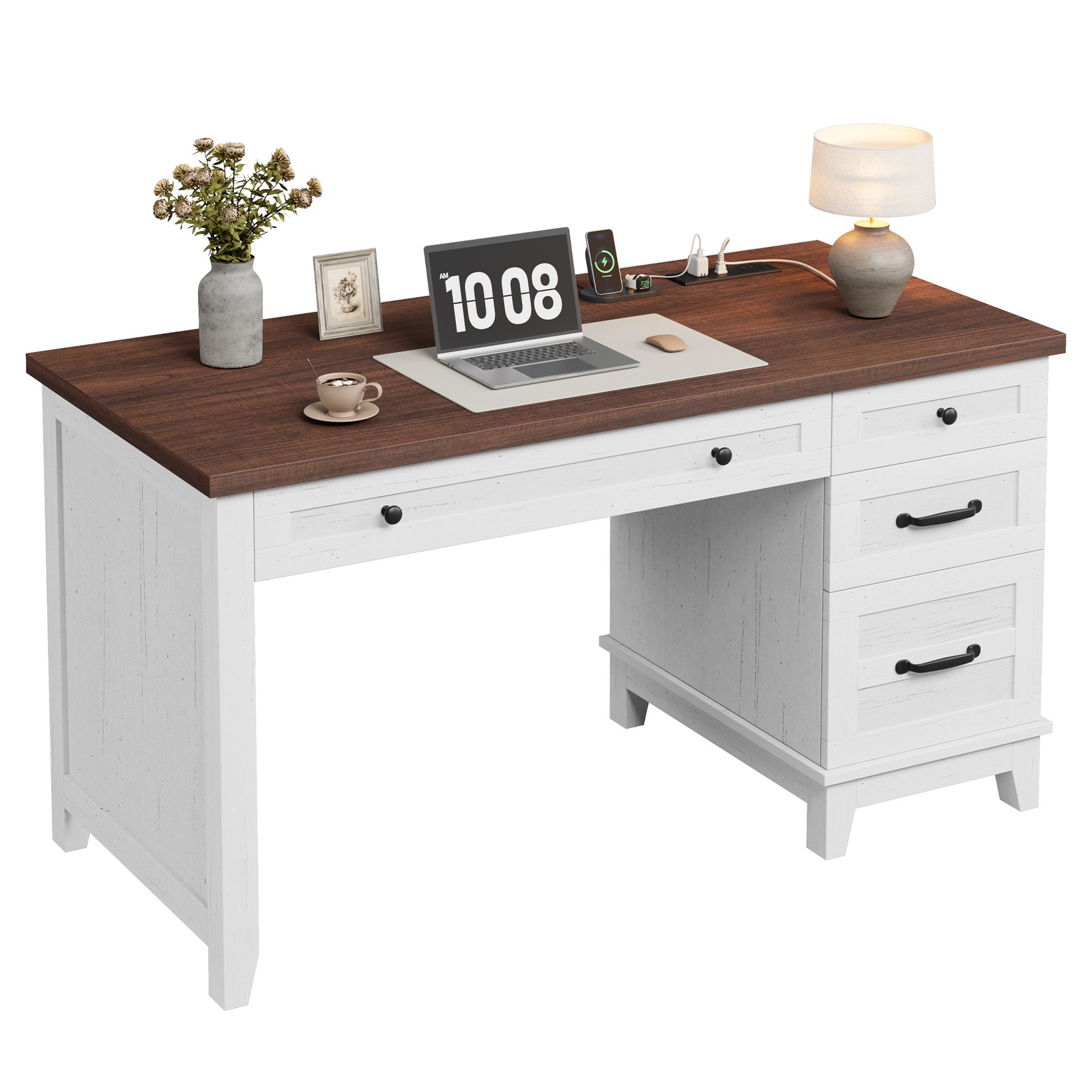Executive Office Desk Wooden Computer Desk Desk With Drawers & Charging Station gallery