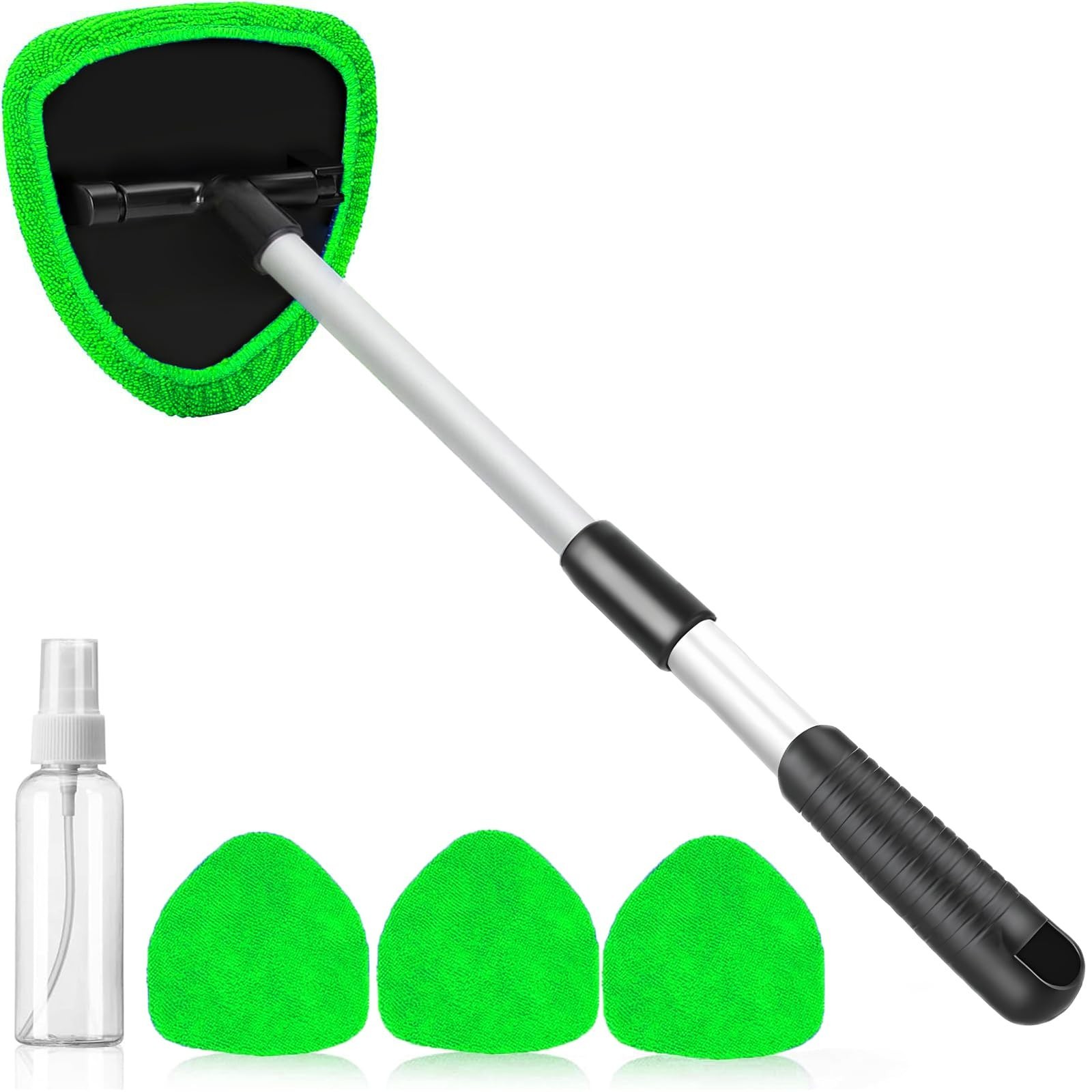 Car Windshield Cleaning Tool with Extendable Handle & 4 Washable Microfiber Pads gallery