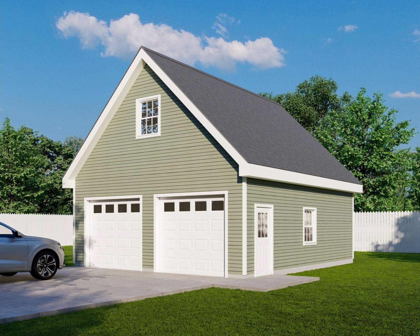 24' x 28' Two Car Garage, Detached Garage, 672 Sq Ft, 9 ft Walls, Attic Room gallery