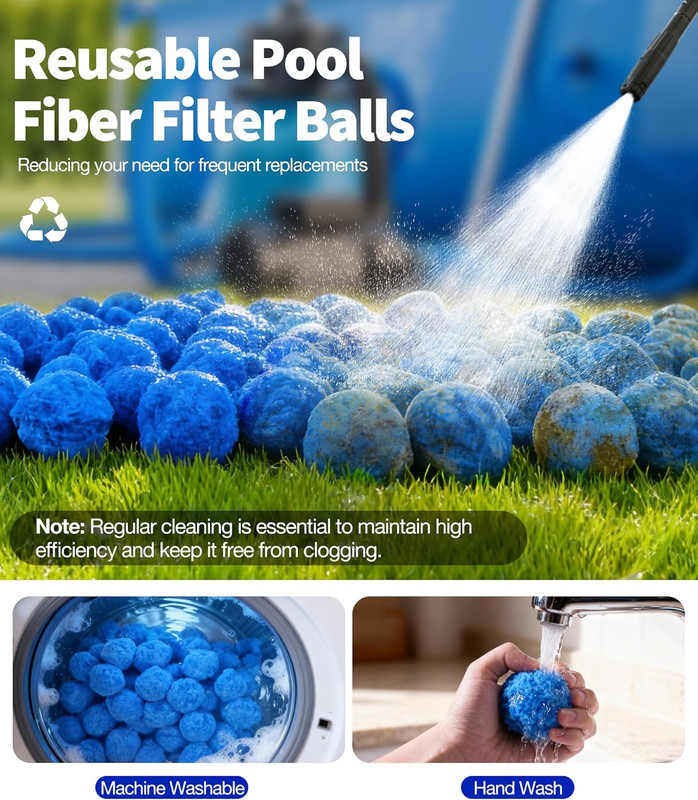 3.5 Lbs Pool Filter Balls for Sand Pump, Reusable Blue Pool Filter Media Balls R gallery