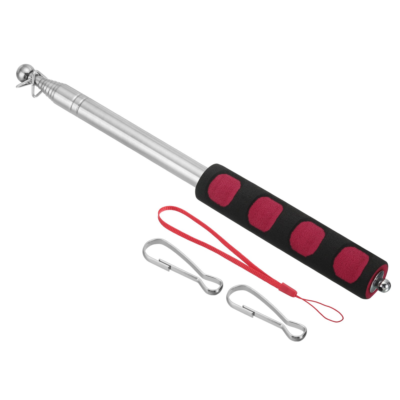 1.6M/5.2ft Telescopic Handheld Flagpoles,1Set Pointer Stick w Sponge Handle Red gallery