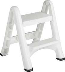 (1)-Rubbermaid Lightweight White Folding 2-Step Step Stool 420903-WHT