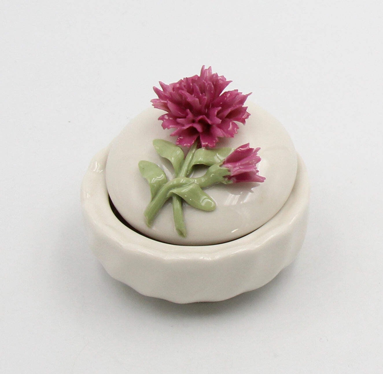 Ceramic Carnation Flower Jewelry Box, Home Décor, Gift for Her, Gift for Mom, Va gallery