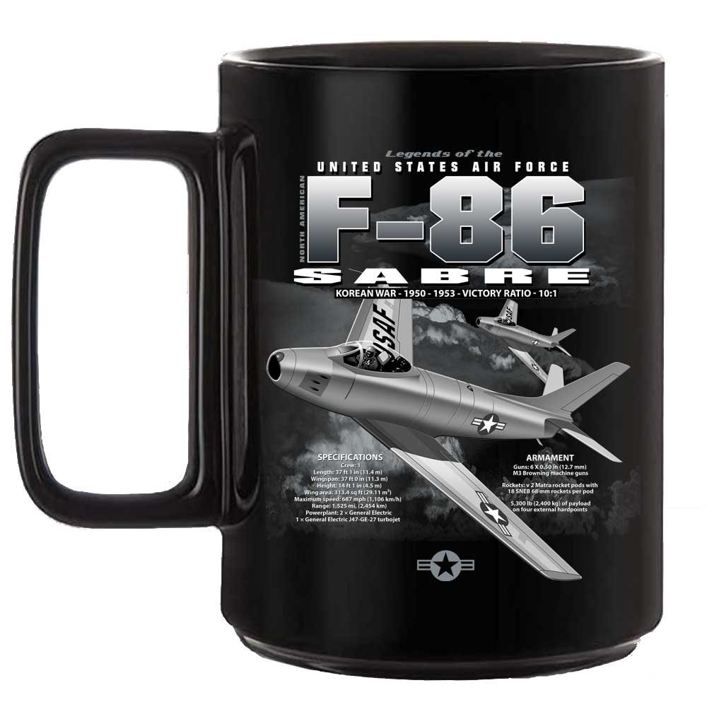 F-86 Sabre Fighter Air Force Veteran Black or White 15 oz Custom Coffee Mug gallery