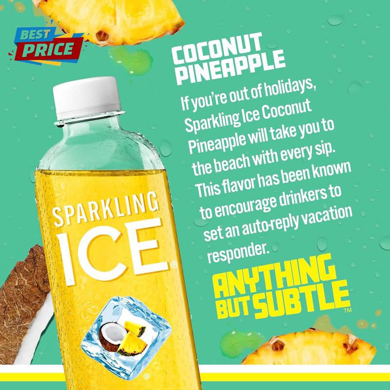 , Coconut Pineapple Sparkling Water, Zero Sugar Flavored Water, with Vitamins an gallery