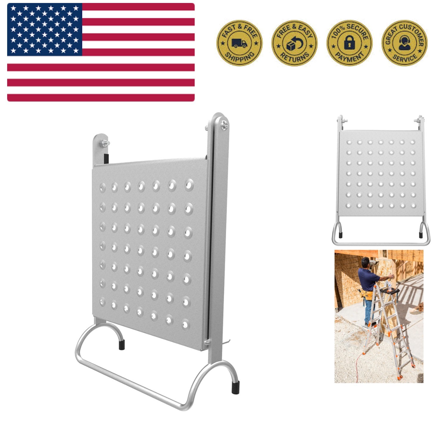 Ladder Systems, Work Platform, Ladder Accessory, Aluminum, 375 lbs weight rat... gallery