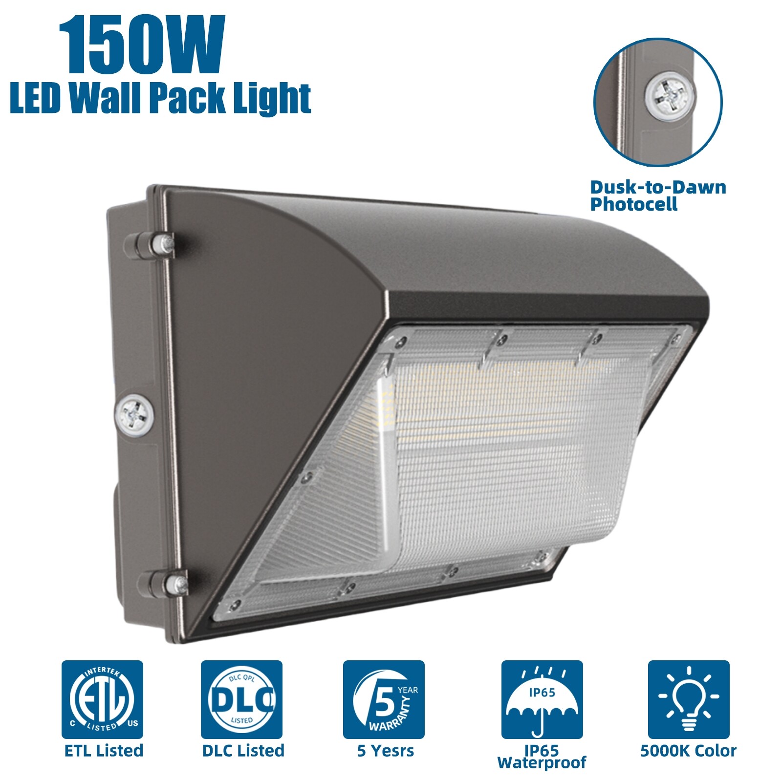 150Watt LED Wall Pack Fixture Commercial Industrial Outdoor Security Light 5500K gallery