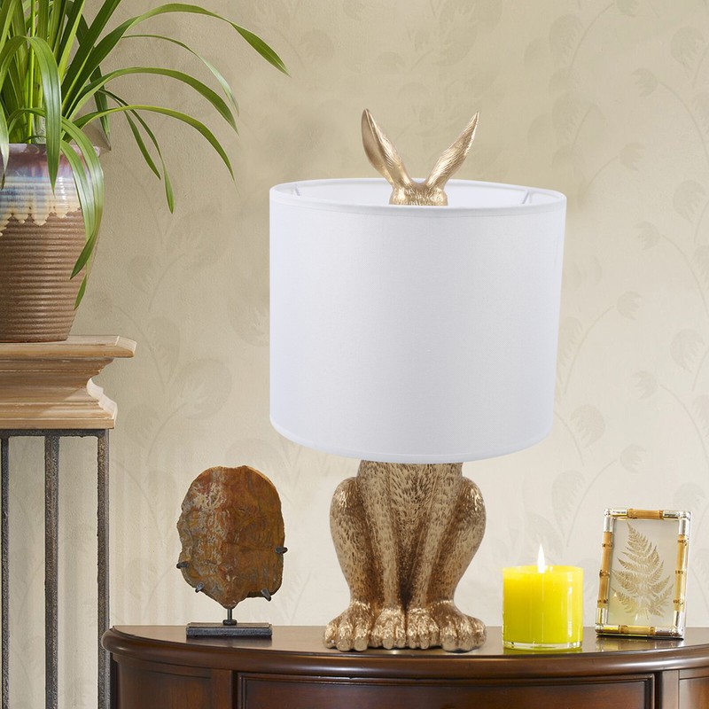 Gold Rabbit Bunny Table Lamp Reading Eyes Protect Lamp Bedside Night Light USA gallery