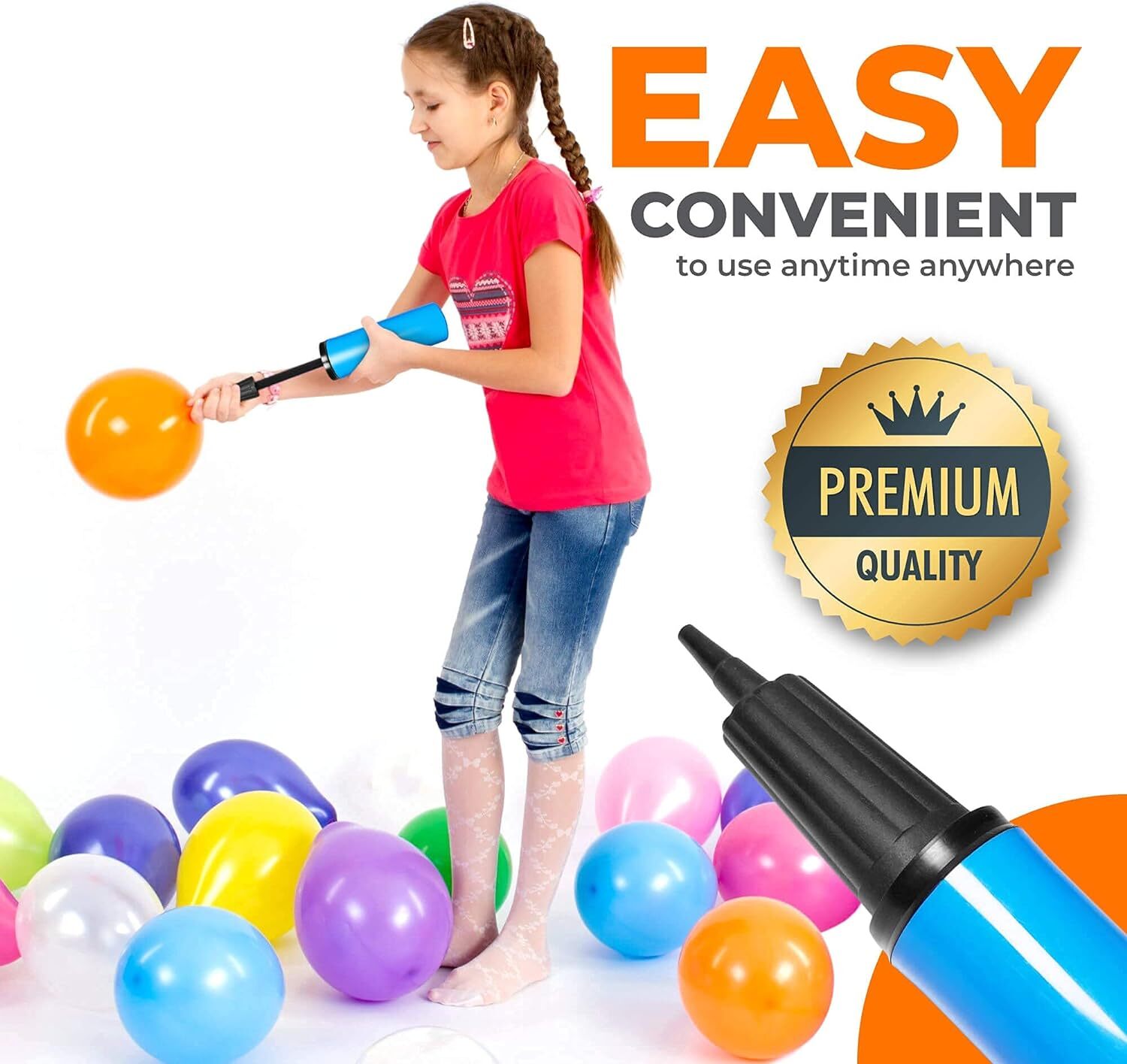 Mini Hand Air Portable Balloon Pump for Pool Floats, Party Garlands, Exercise gallery
