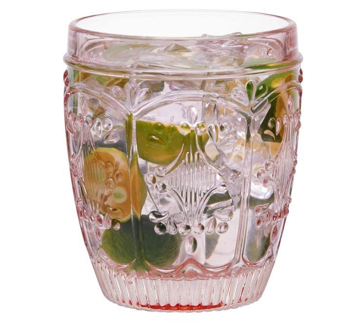 Fitz and Floyd Trestle Rocks Double Old Fashioned Set of 4 Drinking Glass Blush gallery