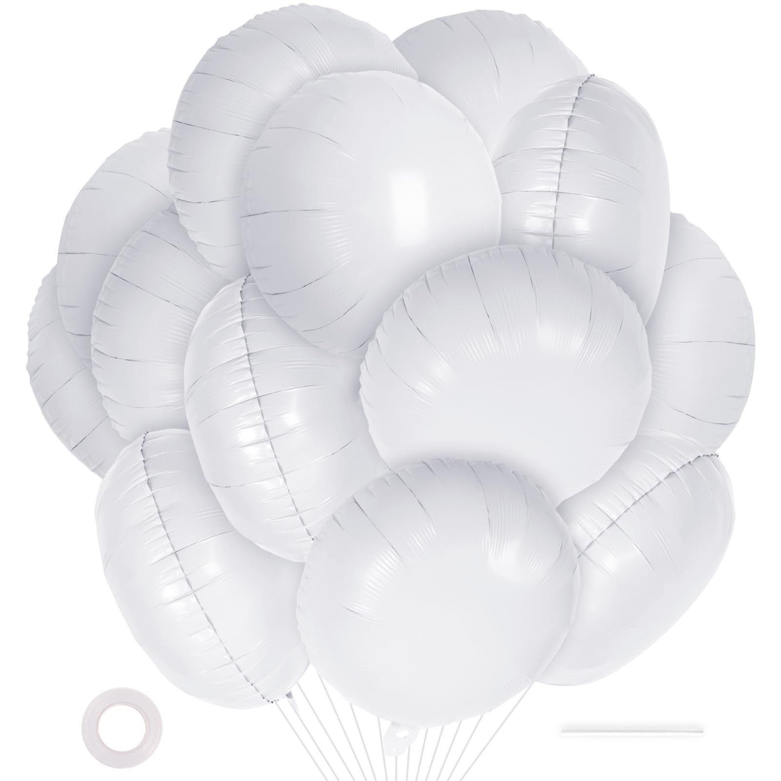 20 Pcs White Round Shaped Balloons,18 Inch Round Foil Balloon,Giant Round Myl... gallery