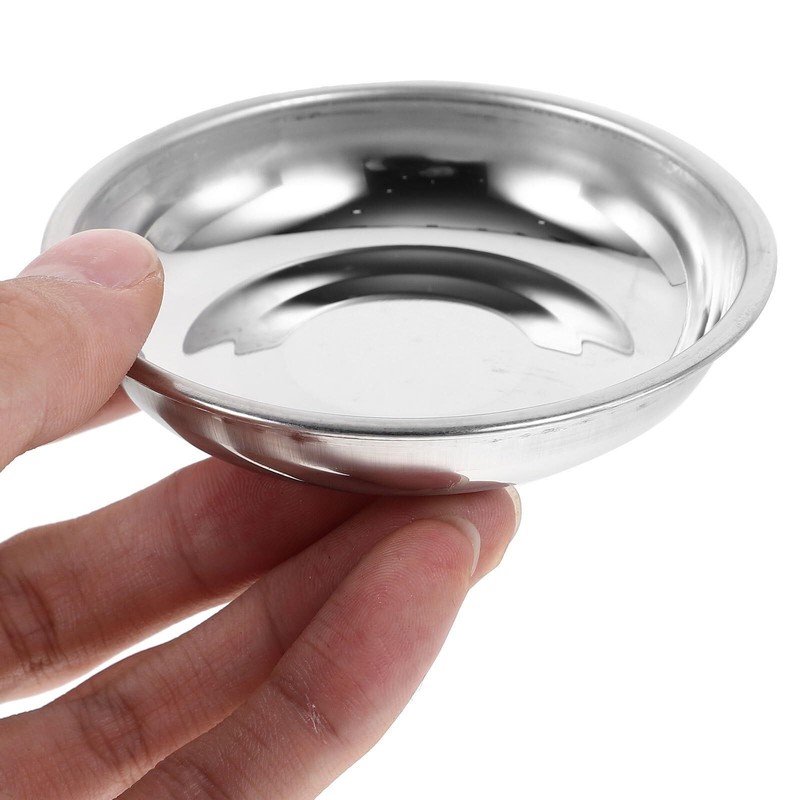 10Pcs 8cm Stainless Steel Small Appetizer Plates Round Seasoning Saucers Food gallery