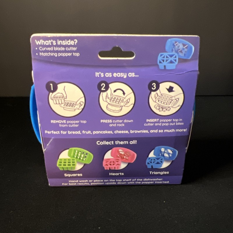 Funbites Bite Sized Food Cutter Set Blue Triangle BPA Free Finger Safe gallery