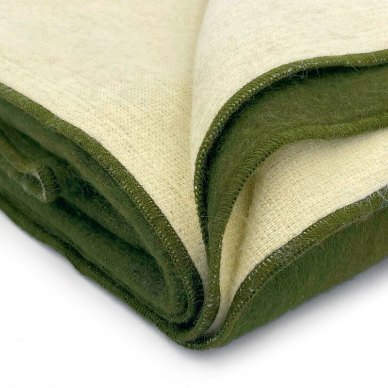 EXTRA LARGE SOFT & WARM ALPACA WOOL BLANKET 76x91" OLIVE GREEN SOLID PATTERN gallery