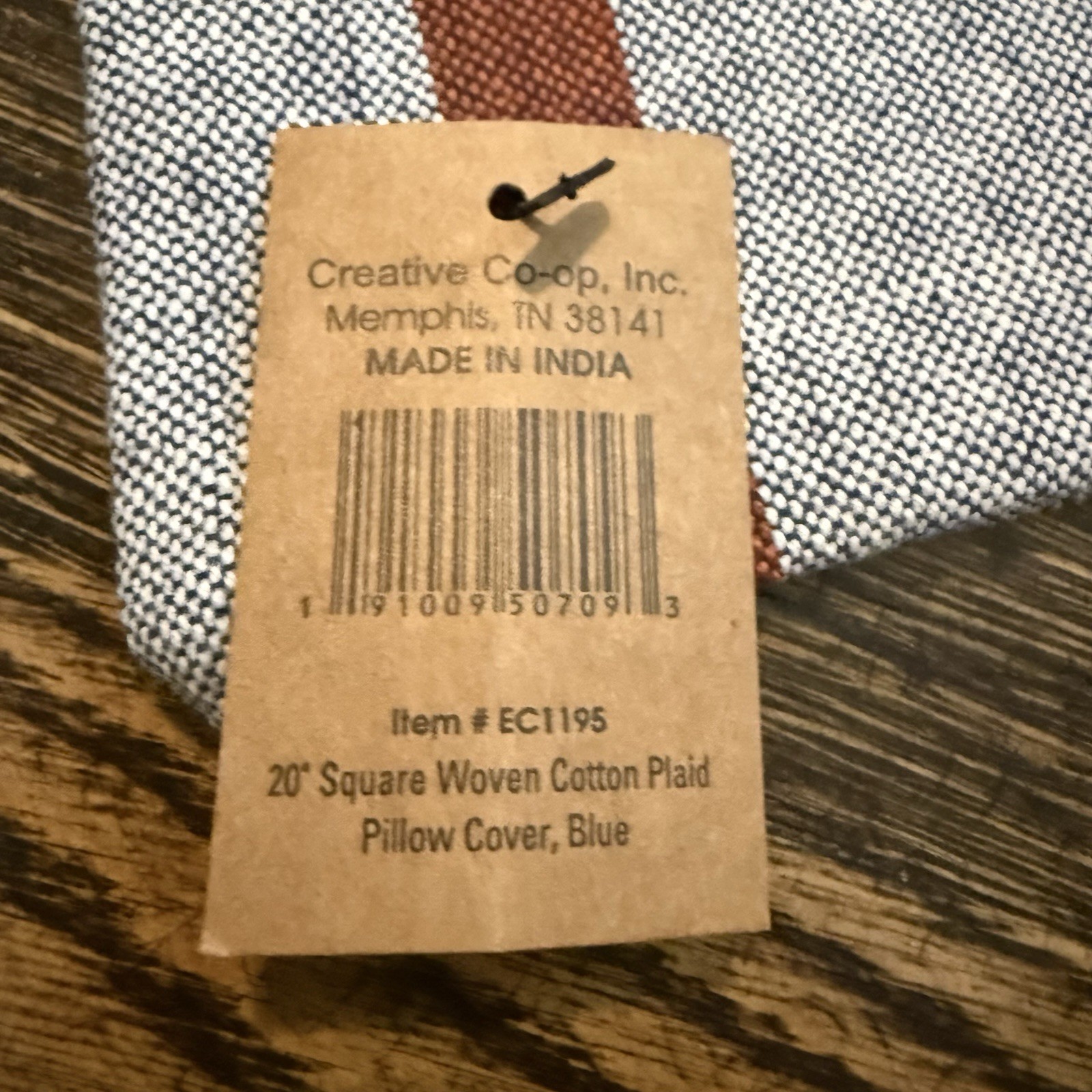 2 Creative Co-op Pillow Covers 20” Square Blue Rust Cotton Woven Plaid NWT gallery