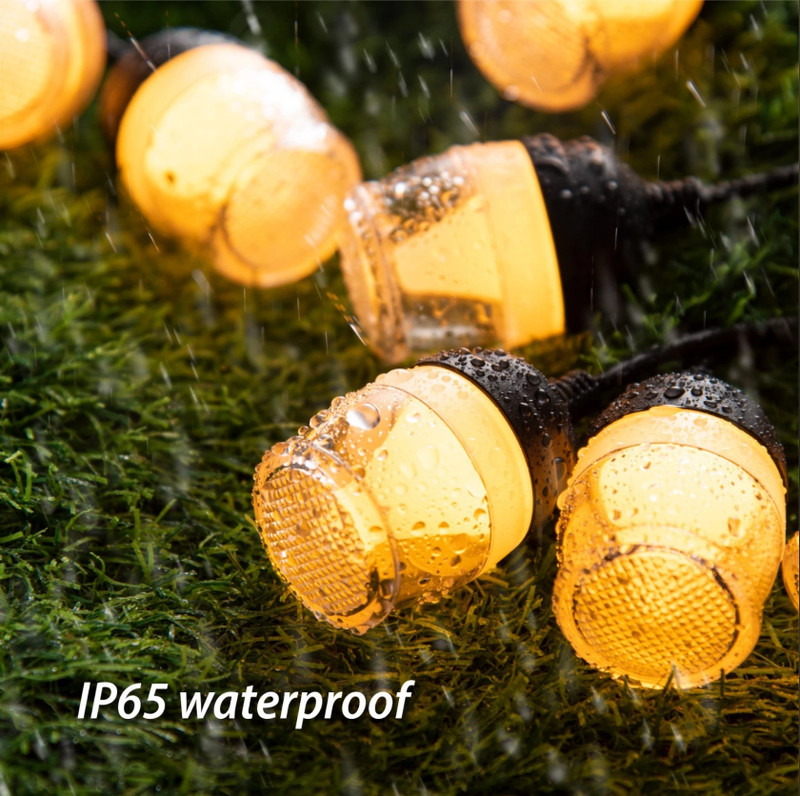 43Ft Waterproof Outdoor LED String Lights For Patio IP65 Remote APP Dimmable gallery