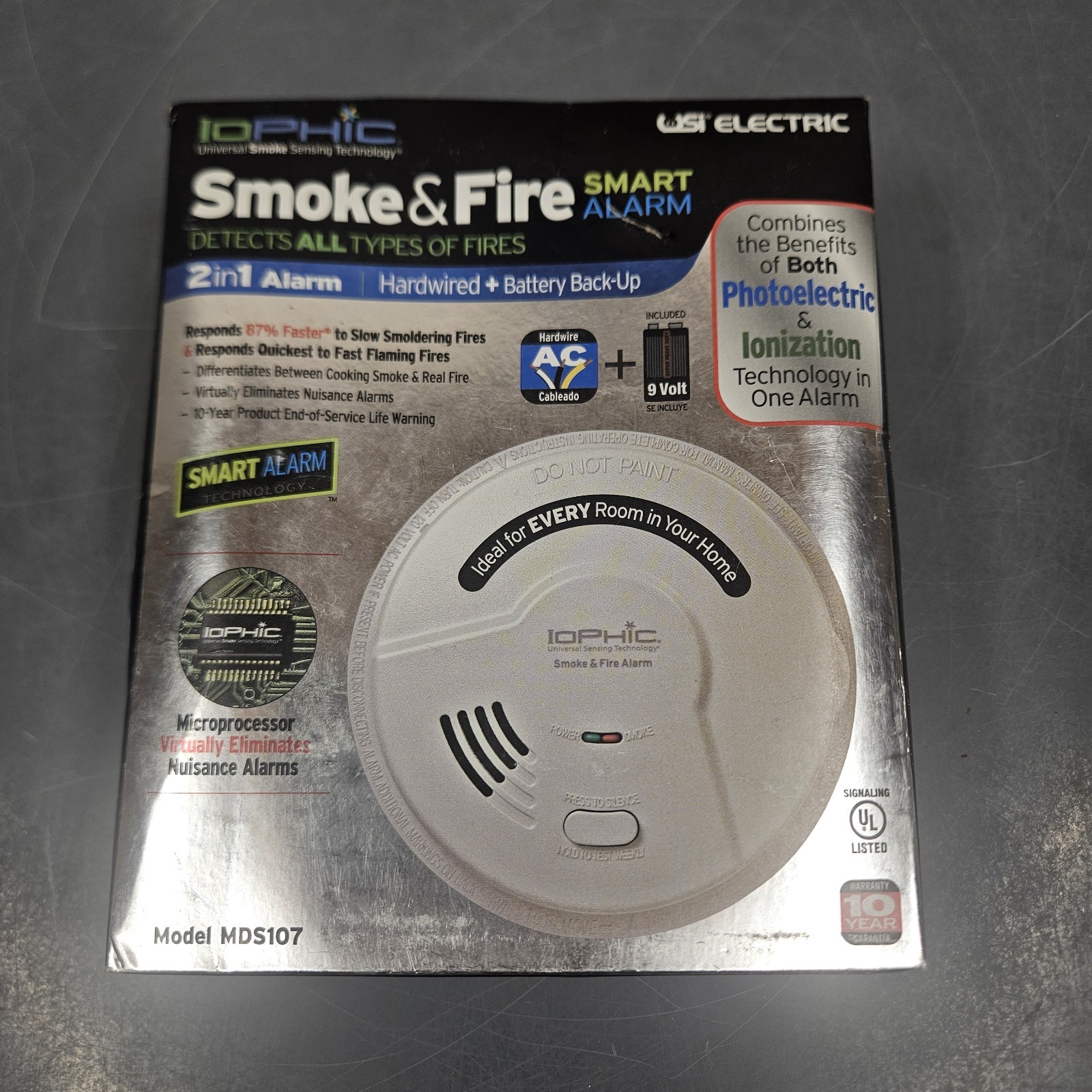 USI Electric Smoke & Fire Smart Alarm Hardwire & Battery Back-Up IOPHIC MDS107 gallery
