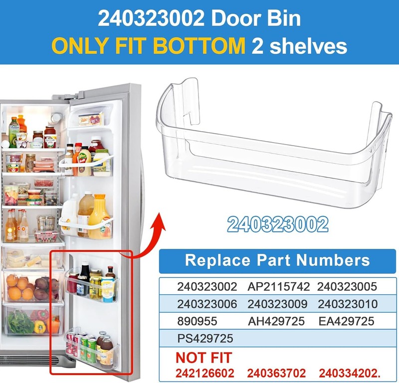 2 PACK 240323002 Refrigerator Door Bin Shelf Fit Frigidaire Door Shelf PS429725 gallery