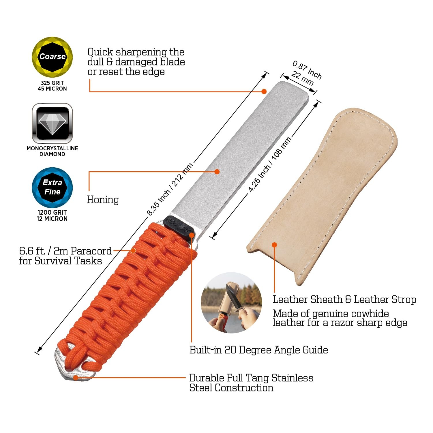 SHARPAL 181N DualGrit Diamond Sharpening Stone File Garden Tool Knife gallery