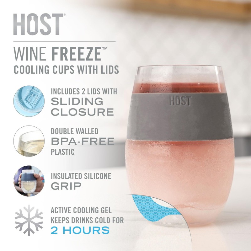 Host Freeze On the Go Stemless Wine Glasses with Lids for Red and White Wines... gallery