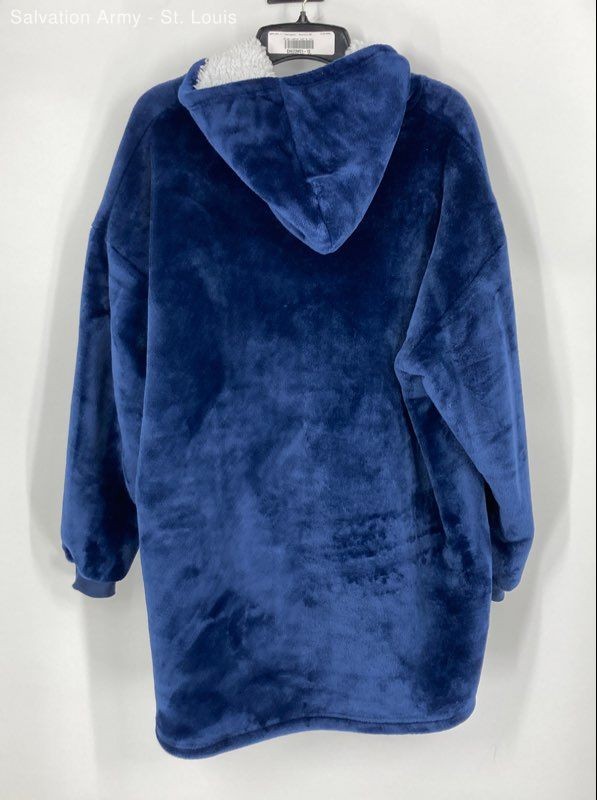 Blue Extra Warm Long Sleeve Kangaroo Pockets Wearable Hoodie Blanket gallery