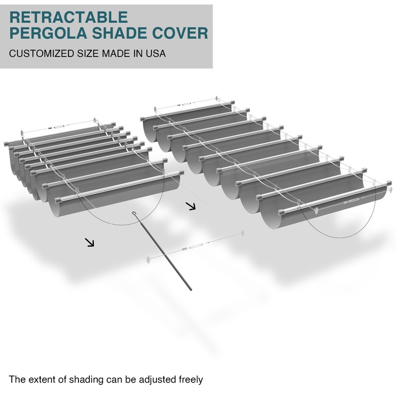 ECOOPTS Gray Waterproof Retractable Pergola Replacement Shade Cover Wave Sail gallery