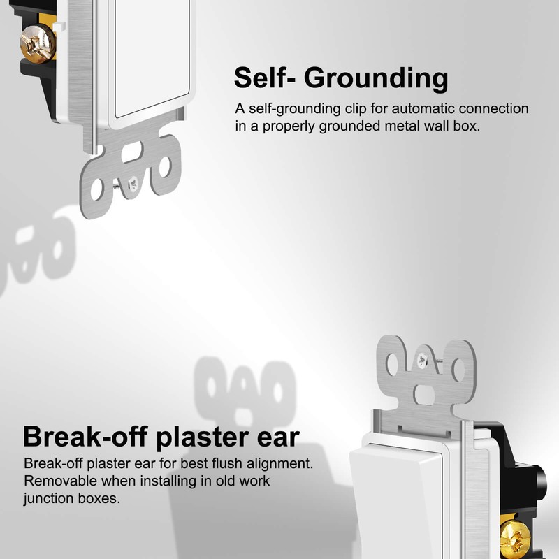 Single Pole Wall Light Switch 15A 120/277V On/Off Rocker Paddle Interrupter × 40 gallery