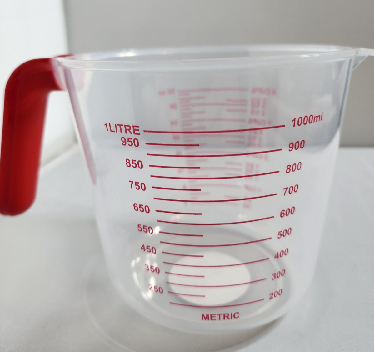 2 PACK Clear Plastic 4 Cup Measuring Cup with Red Handle – 32 oz Kitchen Measure gallery