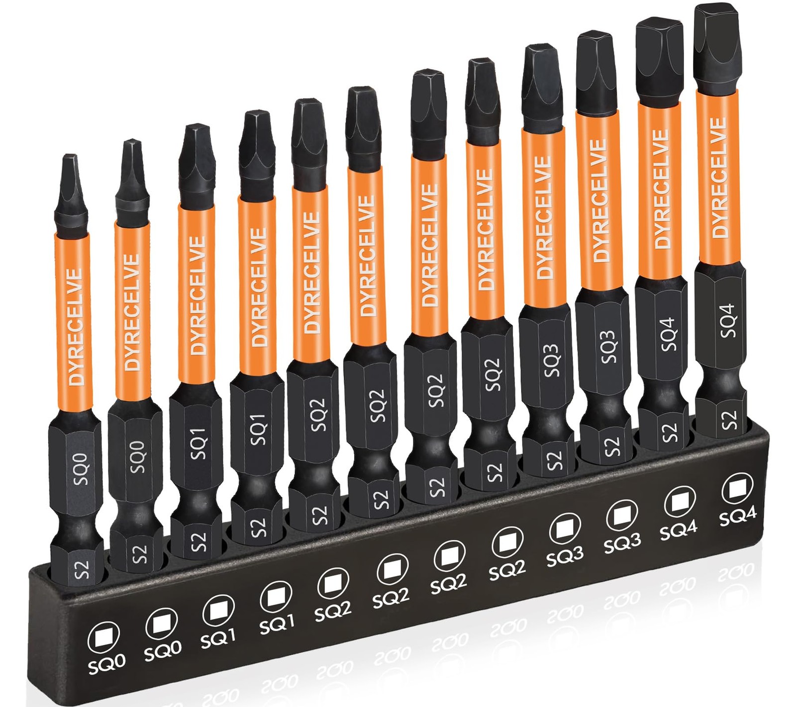 12-Pack Square Drive Bits- PREMIUM S2 Alloy Steel Square Bit Set Magnetic Hea... gallery