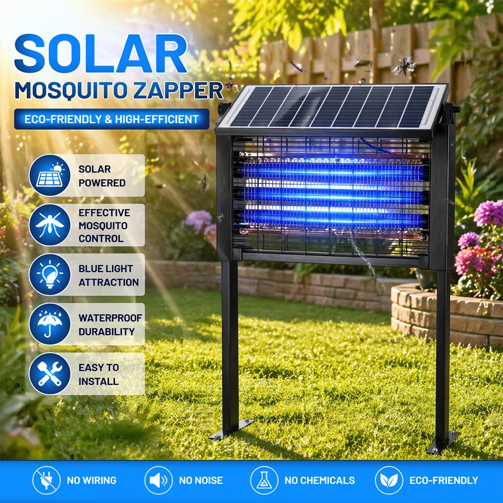 4500V Solar Bug Zapper Outdoor Mosquito Zapper Waterproof Electric Fly Zapper US gallery