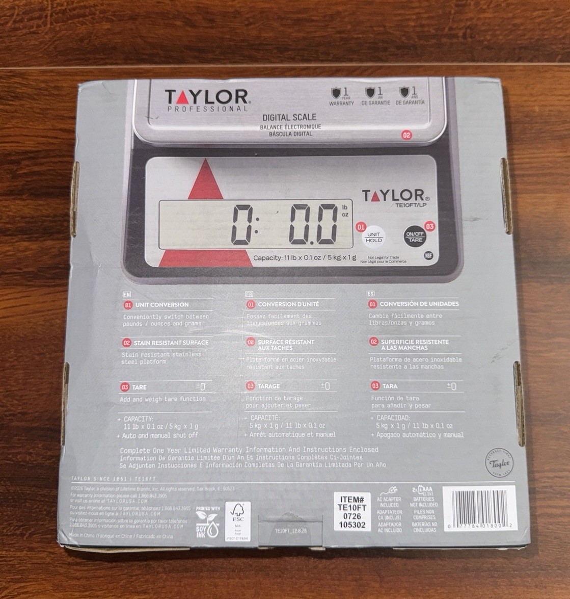 Taylor Professional Compact Stainless Digital Scale TE10FT 11 lb (Sealed) gallery
