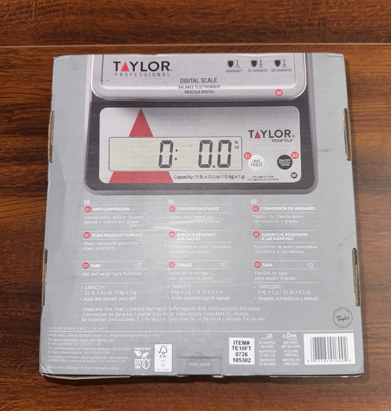 Taylor Professional Compact Stainless Digital Scale TE10FT 11 lb (Sealed) gallery