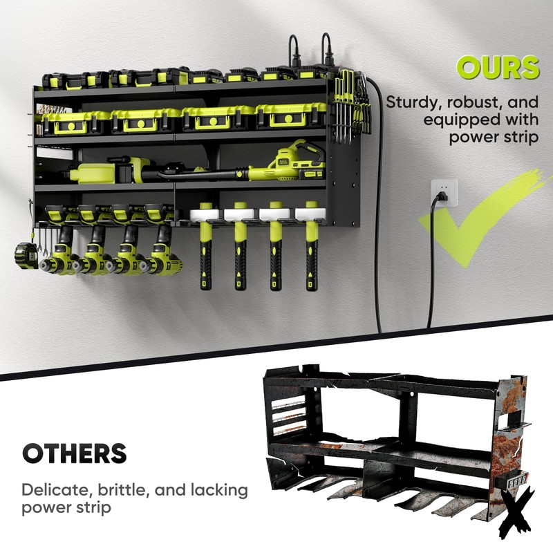 Large Power Tool Organizer Wall Mount with Charging Station,4 Layer Heavy Duty M gallery