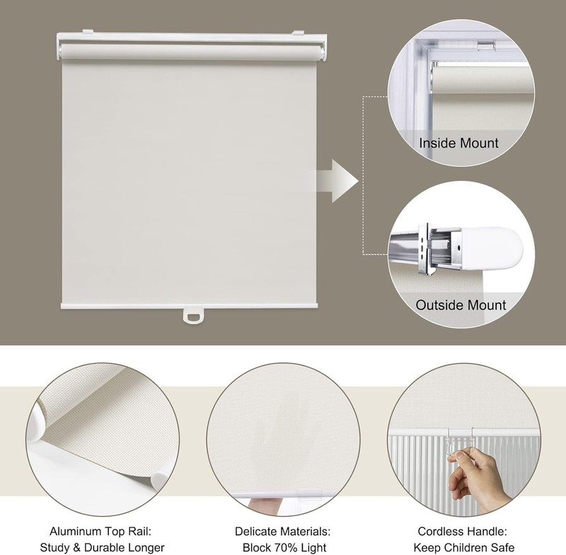 Cordless Roller Shades Light Filtering Shades with 5% Openness Solar Screen gallery