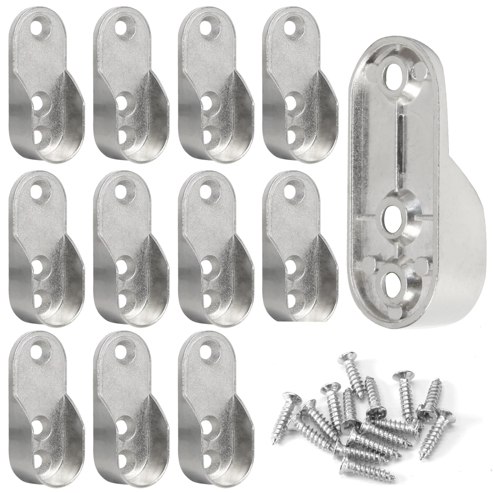 12PCS Oval Closet Rod End Supports Zinc Alloy Brackets for 15x30mm Rods gallery