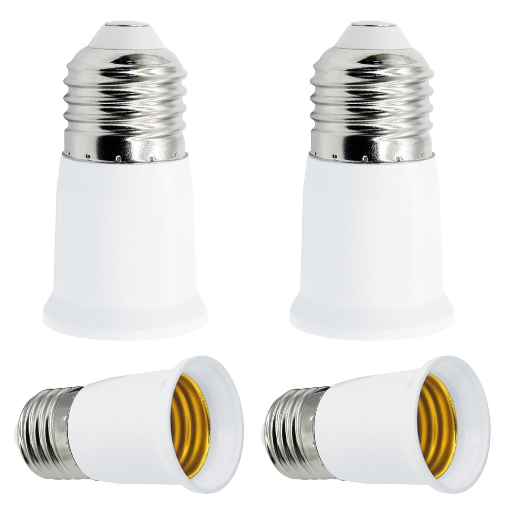 4 Pack E26 Socket Extender, 3CM/1.2 Inch E26 Light Bulb Extension Socket, Lamp H