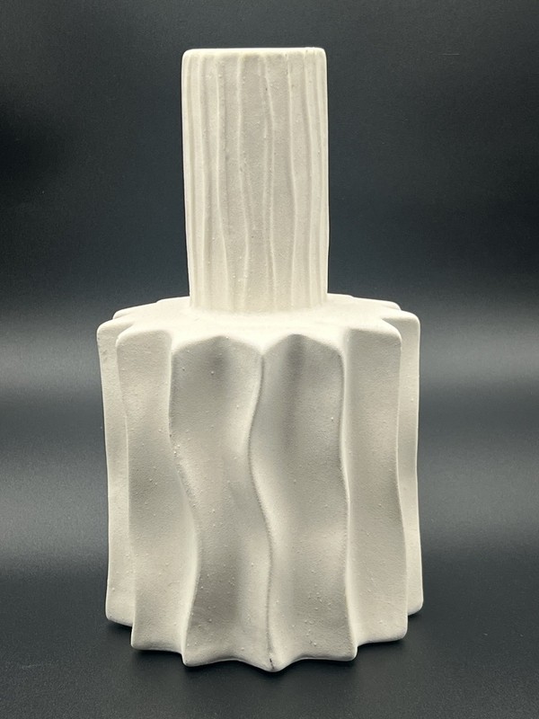 Fluted Modern Off White Matte Texture Ceramic Vase Decor 12” Tall Sculptural gallery