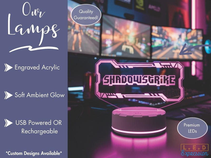 Custom Gamer LED Name Plate – Sci-Fi Design gallery