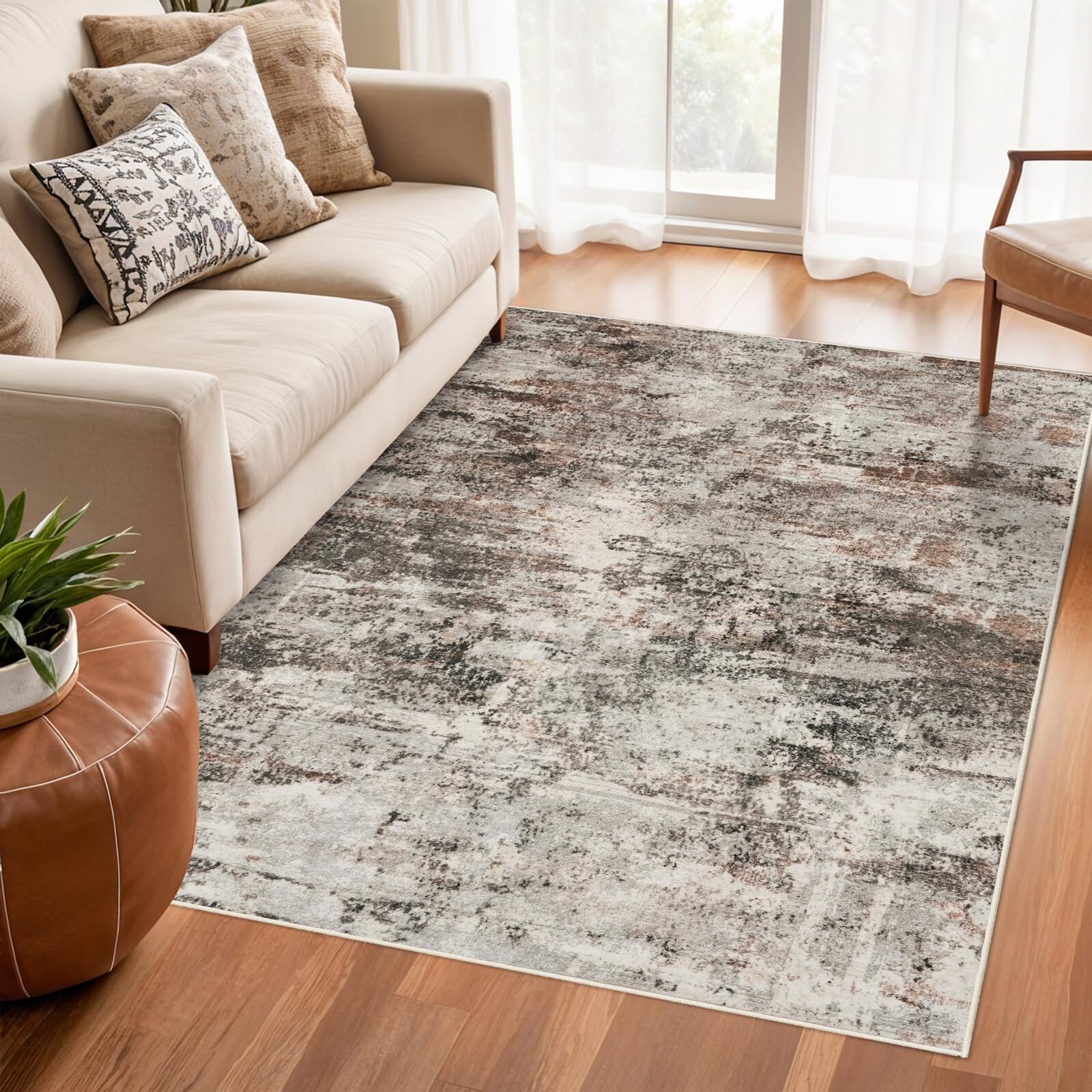 RUUGME Washable Abstract Rug 4X6：Living Room Large Vintage Area Rug Soft gallery