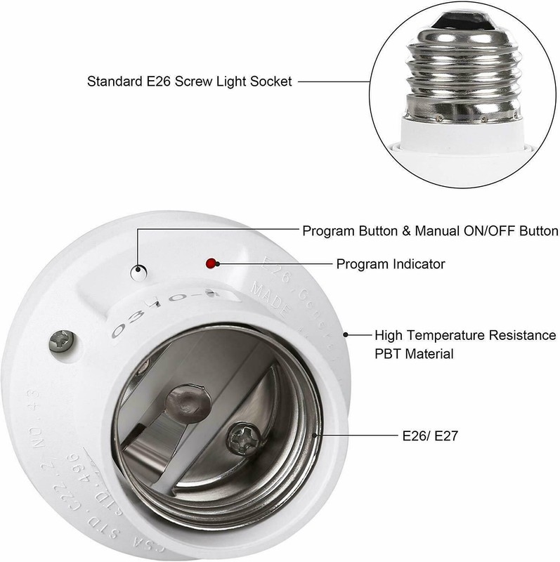 DEWENWILS Wireless Remote Control Light Lamp Socket E26/E27 Bulb Holder Base gallery