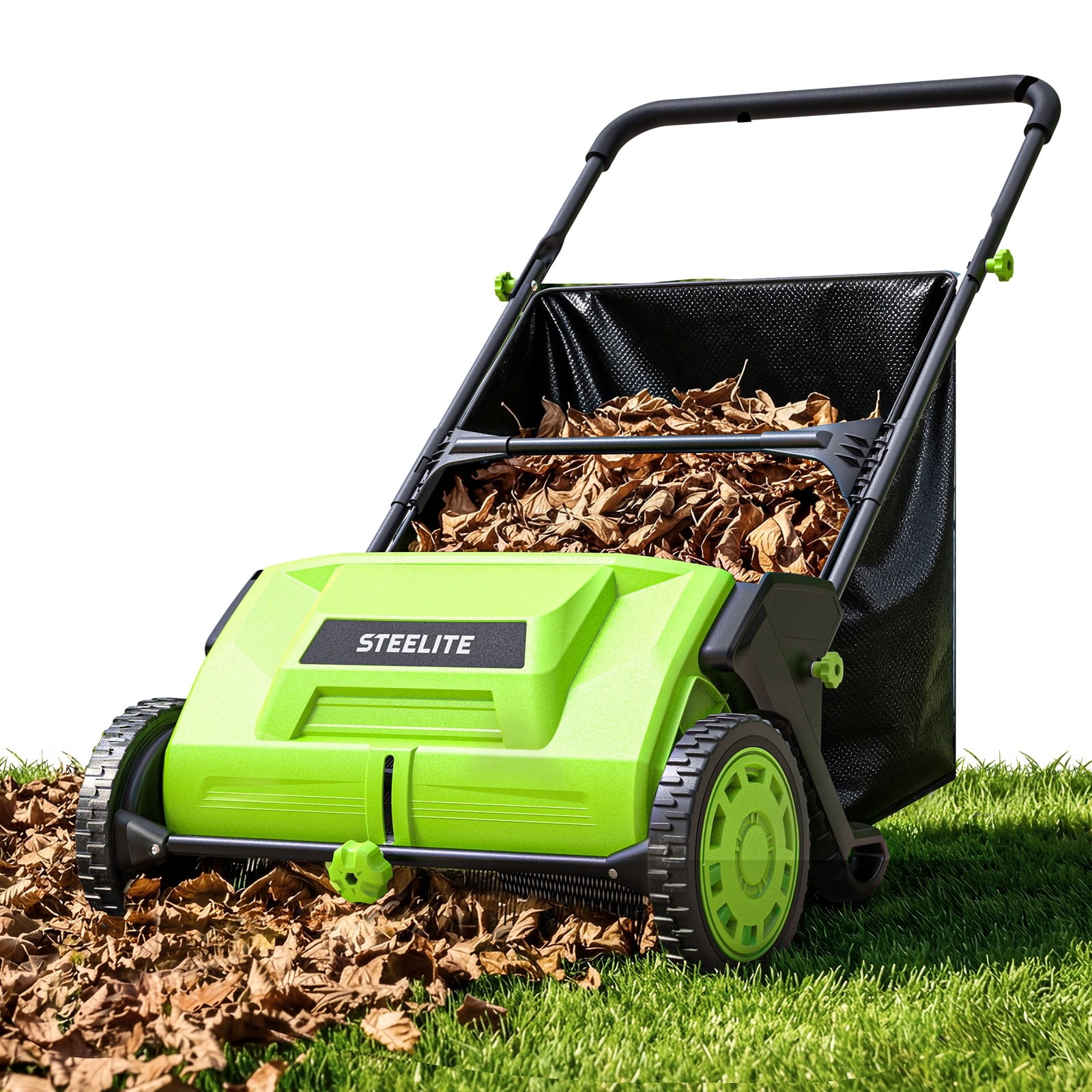 Steelite Push Lawn Sweeper 21" Leaf Sweeper with Large 3.6 Cu FT Collection Bag gallery