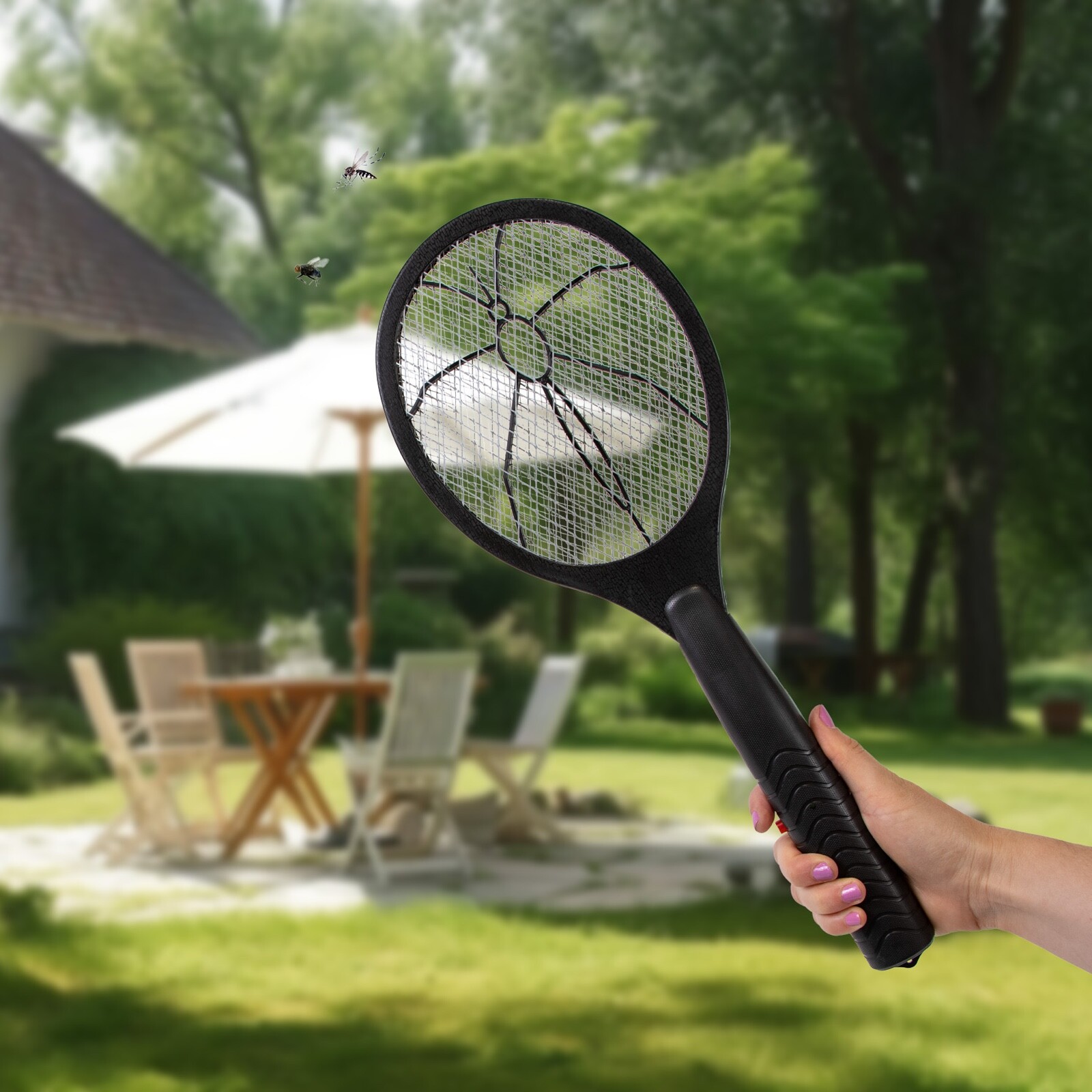 Electric Bug Zapper Fly Swatter for Mosquitoes Bugs Indoor Outdoor Racket NEW gallery