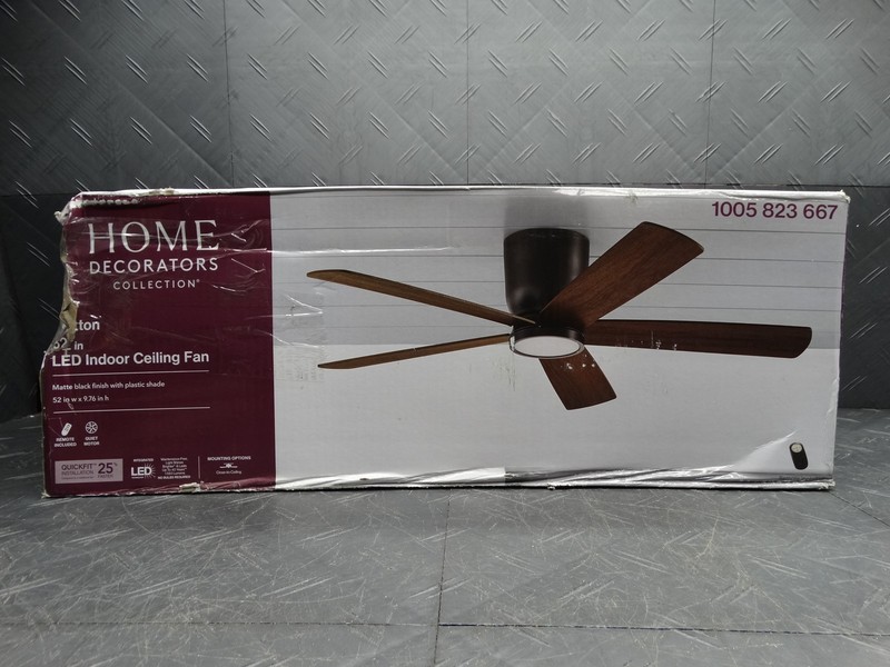 Home Decorators Britton 52 in. Integrated LED Indoor Matte Black Ceiling Fan gallery