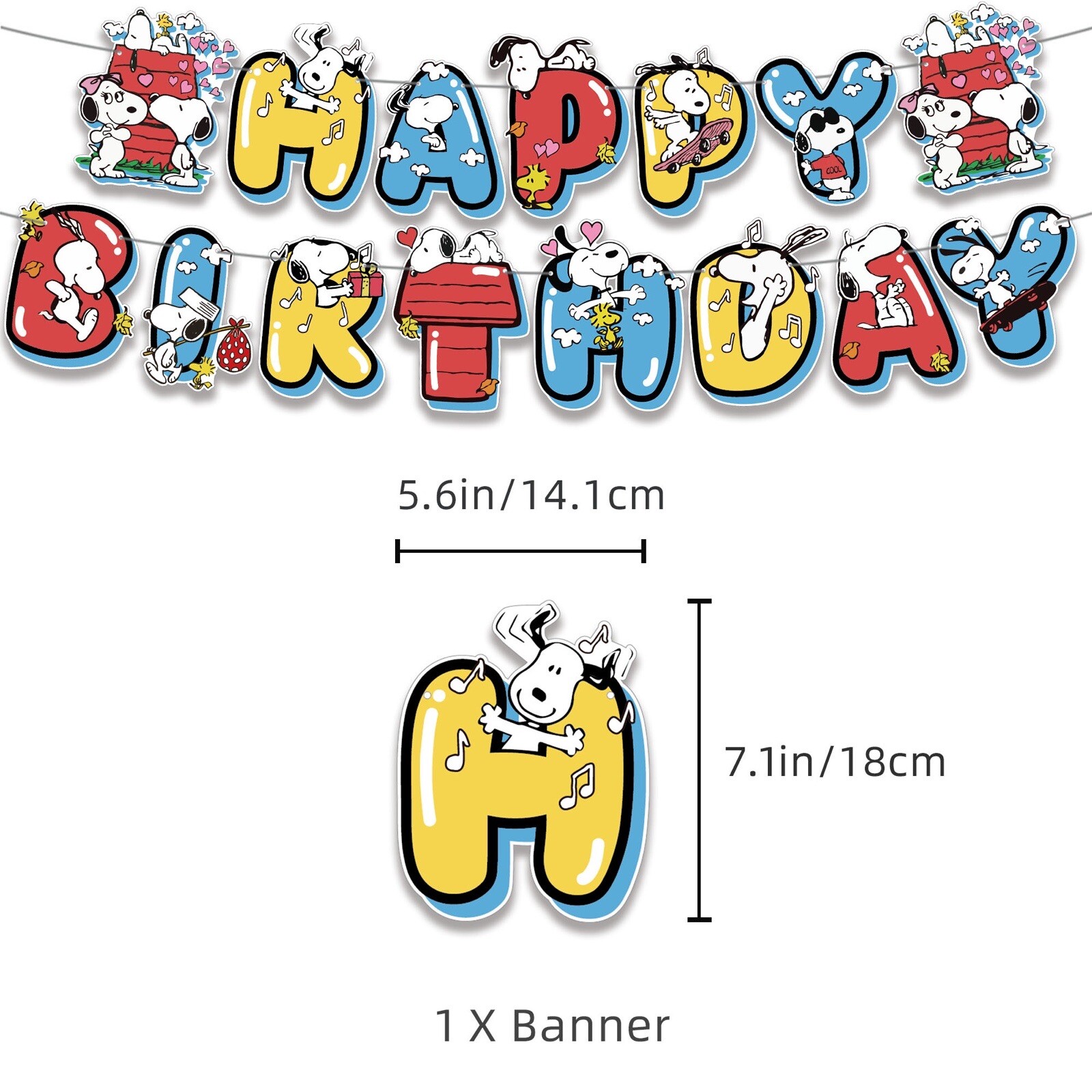 Snoopy Theme Birthday Party Supplies Set Balloon Banner Cake Toppers US Stock gallery