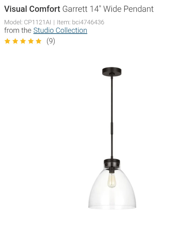 Garrett Wide "AGED IRON" ~ 1-Light Industrial Pendant Light with Clear Shade gallery